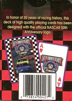 Nascar 50Th Anniversary Red Checkered by United Playing Cards – tuck box back