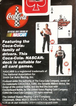 Nascar Coca-Cola Drivers by USPCC – tuck box back