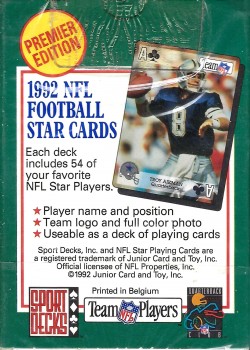 Team Nfl Official 1992 Season Football Stars by Junior Card and Toy – tuck box back