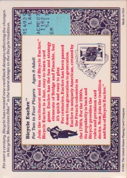 Euchre Set (Two Decks) [Bicycle] 1991 by USPCC – tuck box back