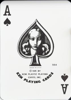 1964 Kem "Florentine" Plastic Deck (Green/Orange, 564 Date Code) by KEM Playing Cards – tuck box back