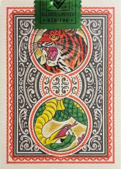 Tiger vs. Snake (Gilded) by A. Haines Playing Cards – tuck box back