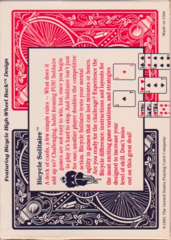 Solitaire Set (Two Decks) [Bicycle] 1991 by USPCC – tuck box back