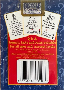 Major League Baseball Trivia Deck 1 by Bicycle – tuck box back