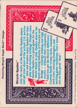 Spades Set (Two Decks) [Bicycle] 1991 by USPCC – tuck box back