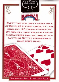 Standard Red [Bicycle] 2009 by USPCC – tuck box back