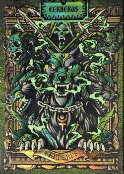 Cerberus the Hellhound Glowing Playing Cards by JinJade – tuck box back