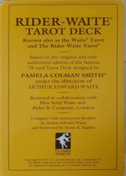 Rider -Waite Tarot by US Games Systems – tuck box back