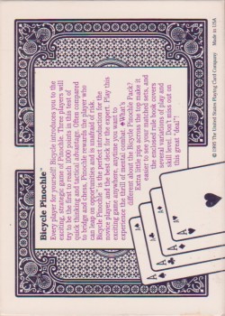 Pinochle Set (Two Decks) [Bicycle] 1995 by USPCC – tuck box back