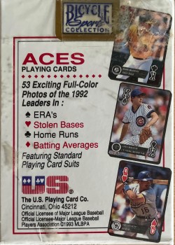 Major League Baseball Aces 1993 by Bicycle – tuck box back