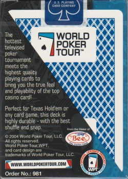Bee Wpt World Poker Tour Diamond Blue V1 2004 by USPCC – tuck box back
