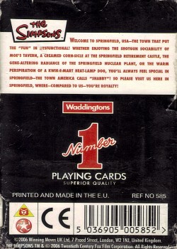 Waddingtons Number 1 The Simpsons – tuck box back