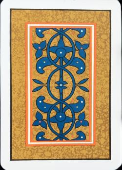 1964 Kem "Florentine" Plastic Deck (Gold/Blue, 564 Date Code) Thumbnail