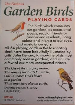 The Famous Garden Birds by Heritage Playing Card Company – tuck box back