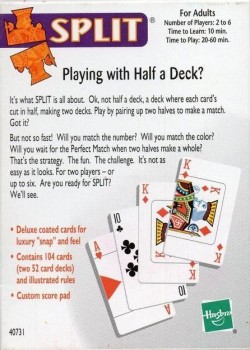 Split Game (Revised) by Hasbro – tuck box back