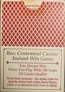 Bee Centennial Edition (1892-1992) - Red by Bee – tuck box back