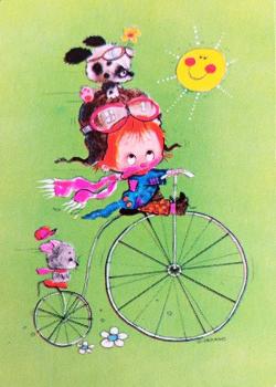 Girl on High-Wheeler Bicycle Thumbnail