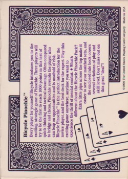 Pinochle Set (Two Decks) [Bicycle] 1990 by USPCC – tuck box back