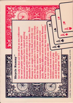 Rummy Set (Two Deck) [Bicycle] 1990 by USPCC – tuck box back