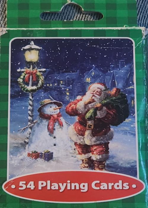 Santa Claus and snowman Christmas Card Detail Image