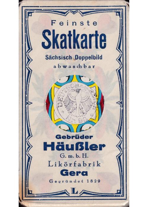 Skatkarte Sächsisches Doppelbild Saxonian pattern - Häußler Liköre - VASS A.G. Card Detail Image